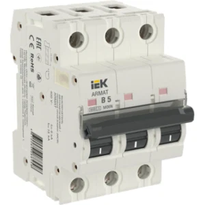 IEK ARMAT Автоматический выключатель M06N 3P B 5А - AR-M06N-3-B005 IEK ARMAT Автоматический выключатель M06N 3P B 5А - AR-M06N-3-B005