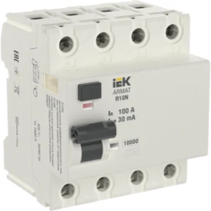 IEK ARMAT Выключатель дифференциального тока R10N 4P 100А 30мА тип AC - AR-R10N-4-100C030 IEK ARMAT Выключатель дифференциального тока R10N 4P 100А 30мА тип AC - AR-R10N-4-100C030