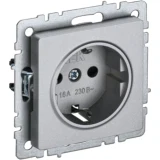 IEK BRITE Розетка 1-местная с заземлением с защитными шторками 16А РС14-1-0-БрА алюминий