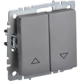 IEK BRITE Выключатель жалюзи 10А ВС10-1-5-БрС сталь