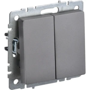 IEK BRITE Выключатель 2-клавишный 10А ВС10-2-0-БрС сталь - BR-V20-0-10-K46 IEK BRITE Выключатель 2-клавишный 10А ВС10-2-0-БрС сталь - BR-V20-0-10-K46