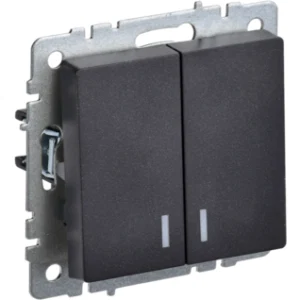 IEK BRITE Выключатель 2-клавишный с индикацией 10А ВС10-2-1-БрЧ черный - BR-V20-1-10-K02 IEK BRITE Выключатель 2-клавишный с индикацией 10А ВС10-2-1-БрЧ черный - BR-V20-1-10-K02