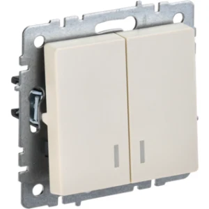 IEK BRITE Выключатель 2-клавишный с индикацией 10А ВС10-2-1-БрКр бежевый - BR-V20-1-10-K10 IEK BRITE Выключатель 2-клавишный с индикацией 10А ВС10-2-1-БрКр бежевый - BR-V20-1-10-K10