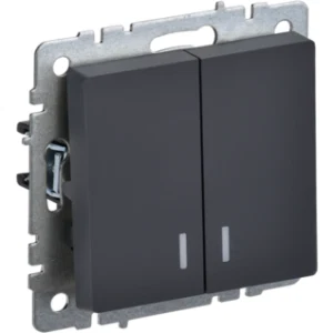 IEK BRITE Выключатель 2-клавишный с индикацией 10А ВС10-2-1-БрГ графит - BR-V20-1-10-K53 IEK BRITE Выключатель 2-клавишный с индикацией 10А ВС10-2-1-БрГ графит - BR-V20-1-10-K53