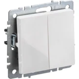 IEK BRITE Выключатель 2-клавишный проходной 10А ВС10-2-6-БрБ белый