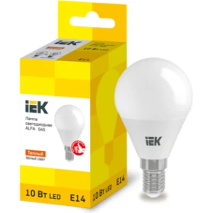 IEK Лампа светодиодная ALFA G45 шар 10Вт 230В 3000К E14 - LLA-G45-10-230-30-E14 IEK Лампа светодиодная ALFA G45 шар 10Вт 230В 3000К E14 - LLA-G45-10-230-30-E14