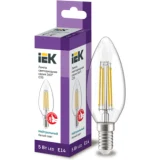 IEK Лампа светодиодная C35 свеча прозрачная 5Вт 230В 4000К E14 серия 360°