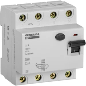 IEK Выключатель дифференциальный (УЗО) ВД1-63 4Р 32А 300мА GENERICA - MDV15-4-032-300 IEK Выключатель дифференциальный (УЗО) ВД1-63 4Р 32А 300мА GENERICA - MDV15-4-032-300